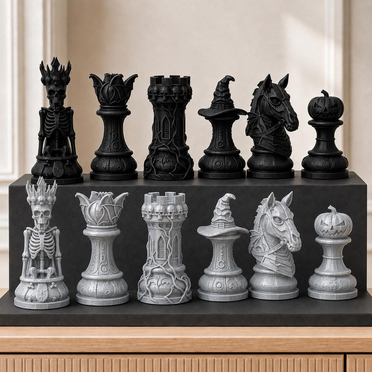 Halloween-Schachfigurenset – komplett 32-teilig – Ansicht 8