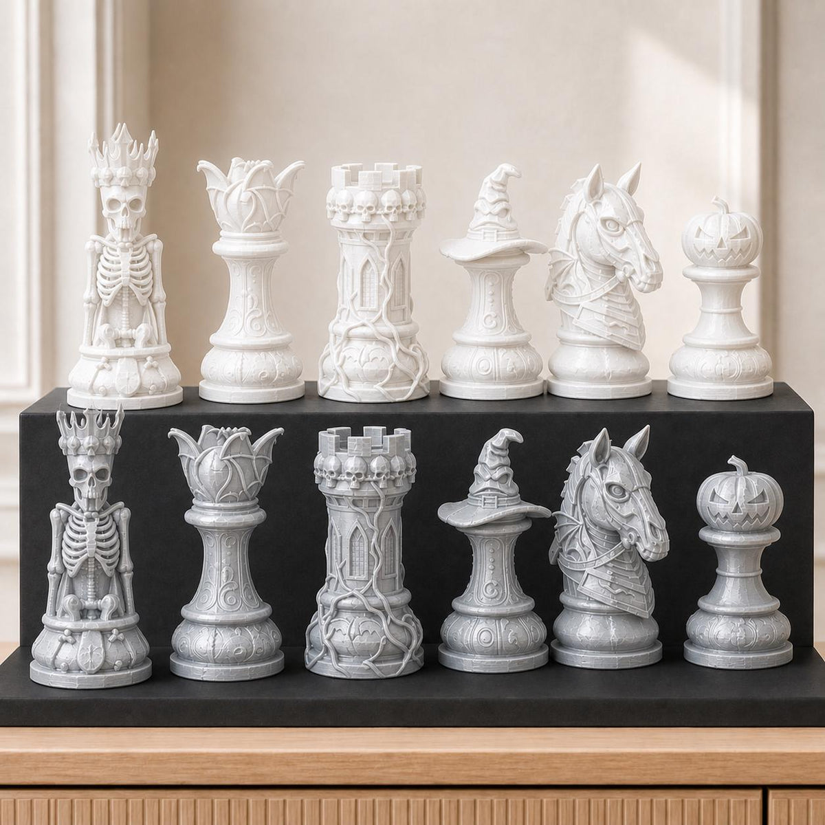 Halloween-Schachfigurenset – komplett 32-teilig – Ansicht 9