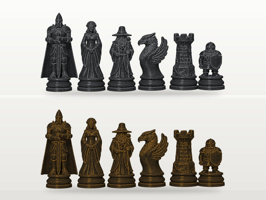 Klassisches Fantasy-Schachfigurenset – komplett 32-teilig – Ansicht 1