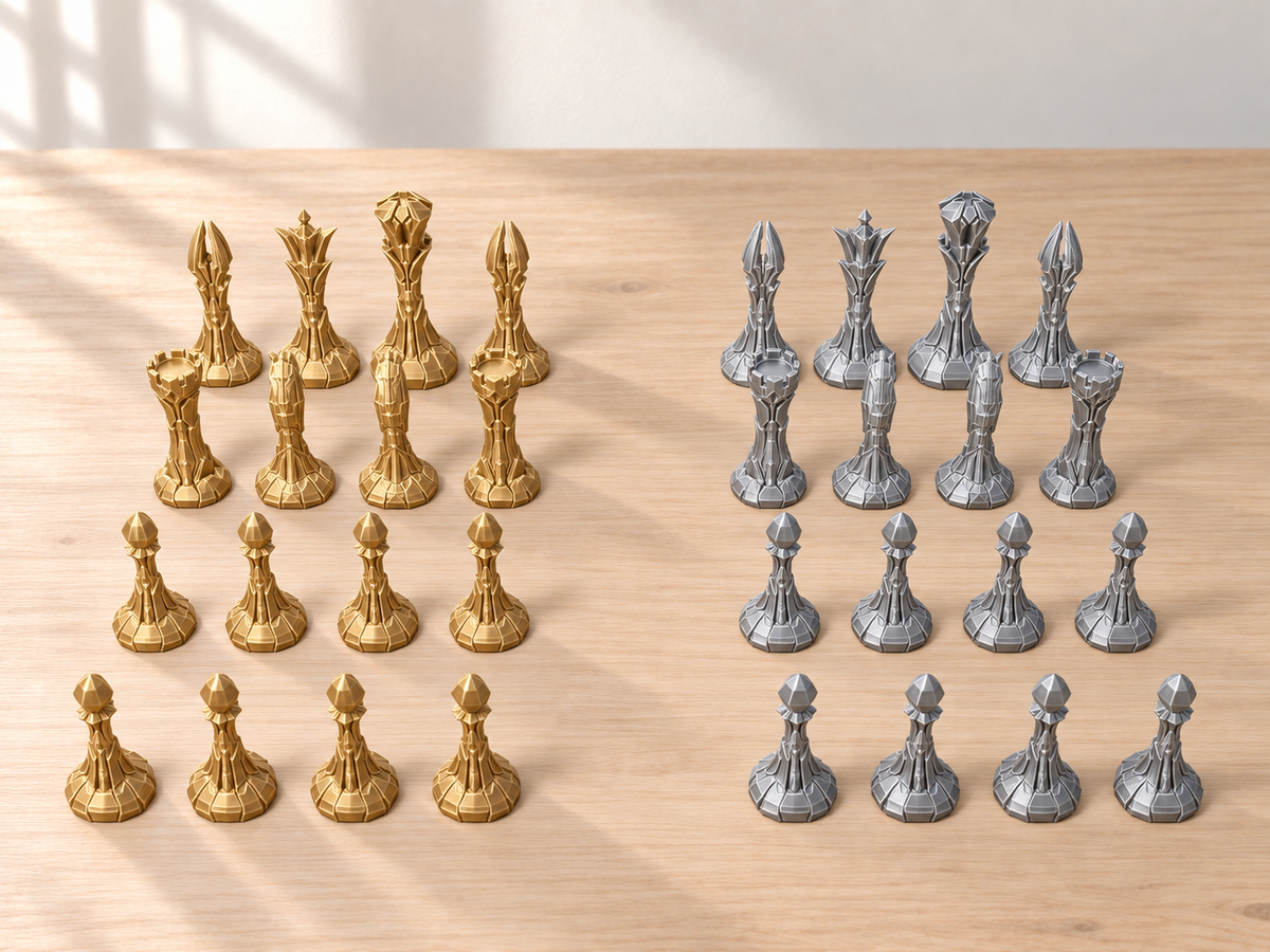Black Metal Line – Schachfigurenset mit 32 Figuren – Ansicht 4