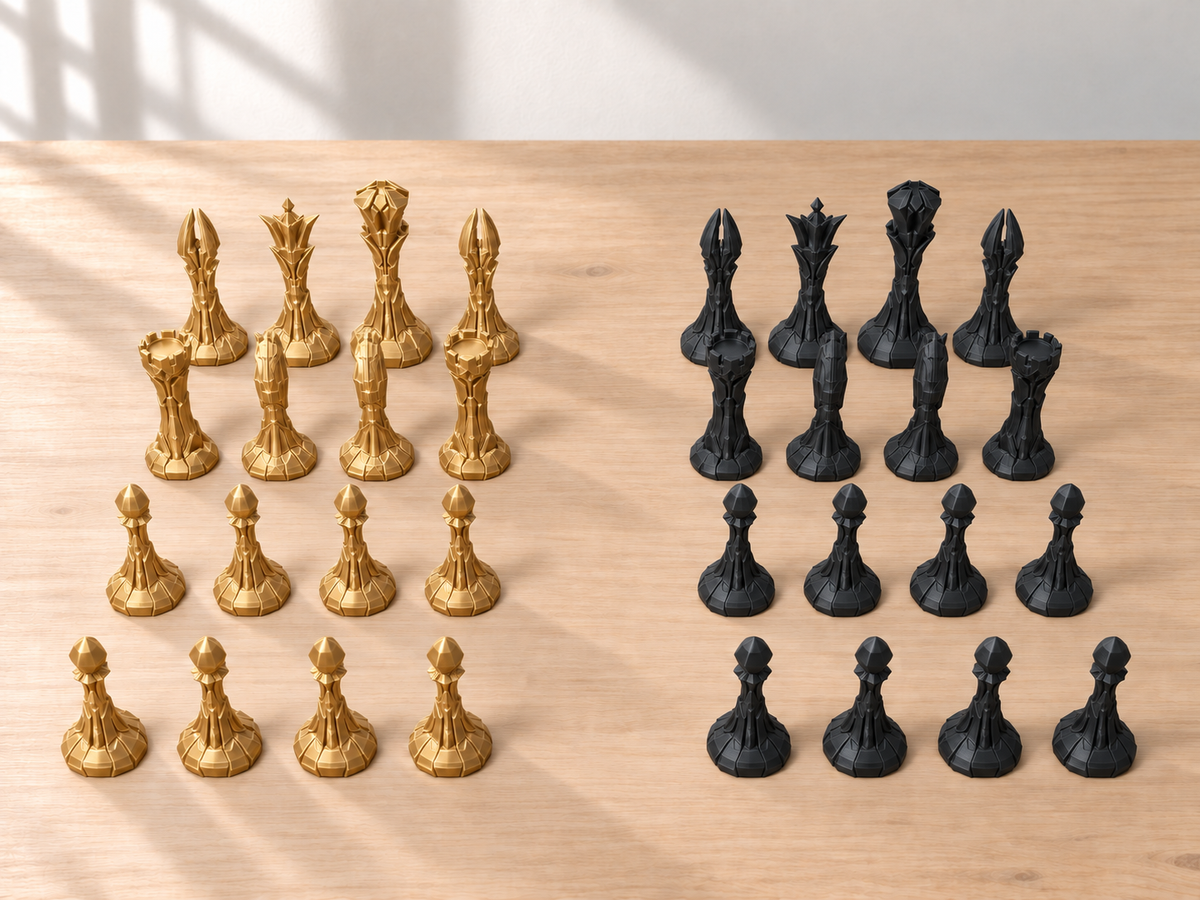 Black Metal Line – Schachfigurenset mit 32 Figuren – Ansicht 5