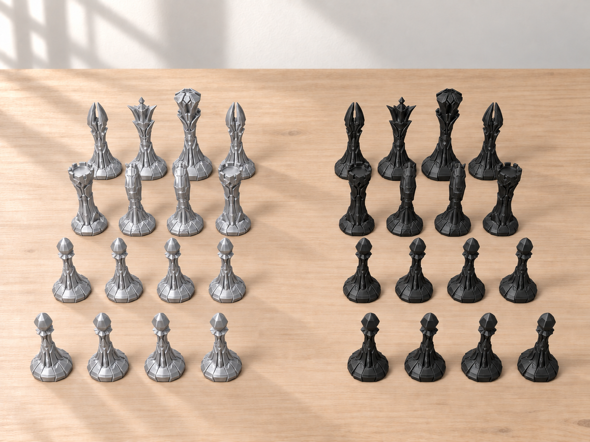 Black Metal Line – Schachfigurenset mit 32 Figuren – Ansicht 8
