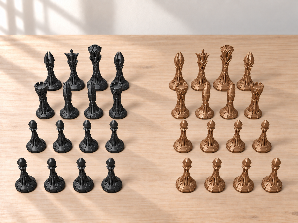 Black Metal Line – Schachfigurenset mit 32 Figuren – Ansicht 12