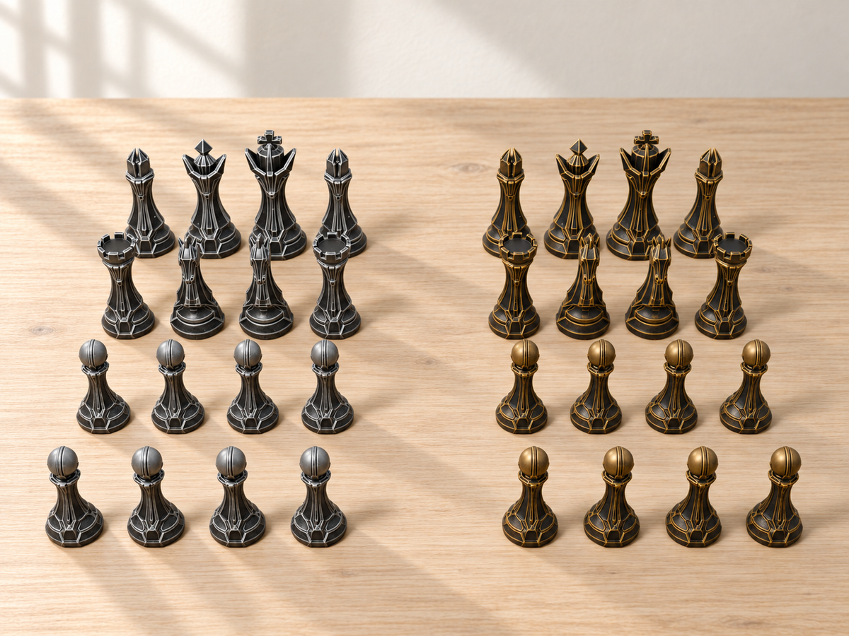 Pale Granite Line – Schachfigurenset mit 32 Figuren – Ansicht 1