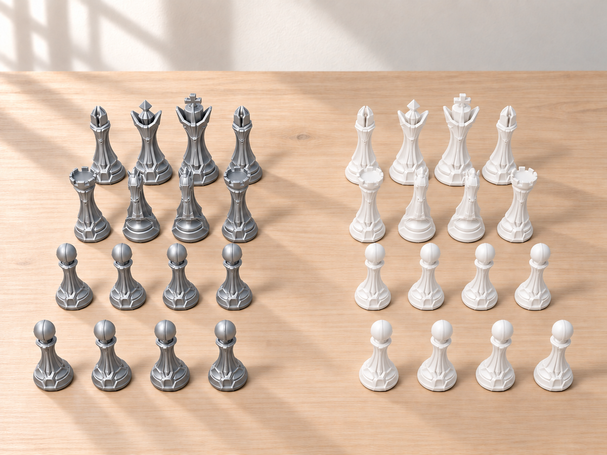 Pale Granite Line – Schachfigurenset mit 32 Figuren – Ansicht 9
