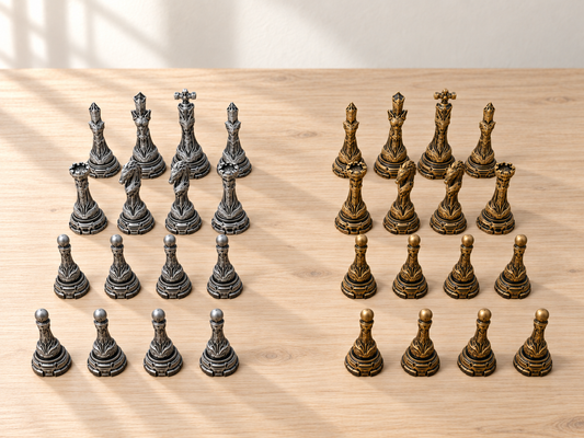 Cerulean Paragon Array – Schachfigurenset mit 32 Figuren – Ansicht 1