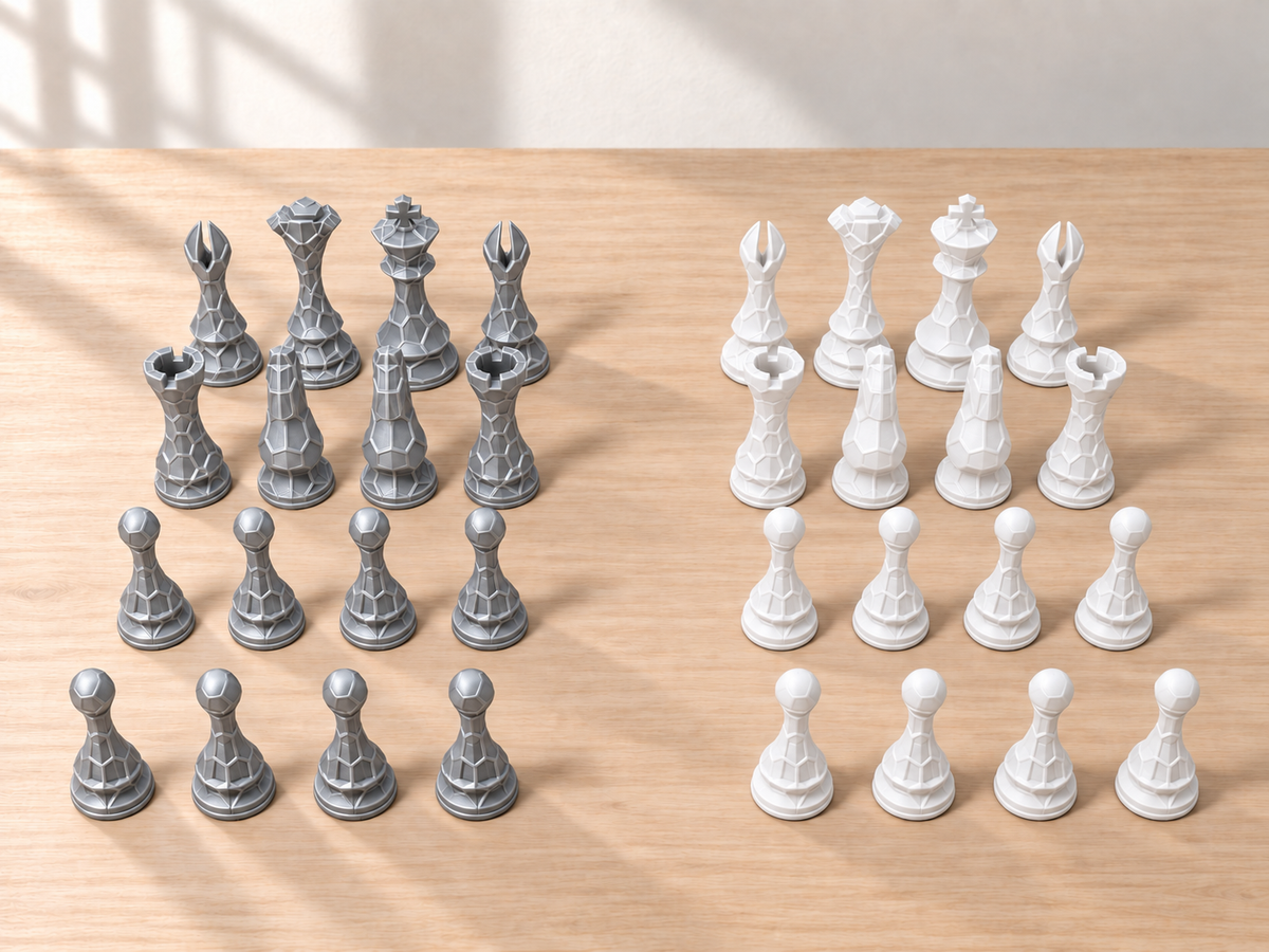 Polyhedron – Schachfigurenset mit 32 Figuren – Ansicht 9