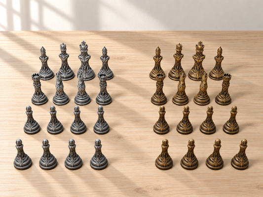 Umbral Crown Atelier – Schachfigurenset mit 32 Figuren – Ansicht 1