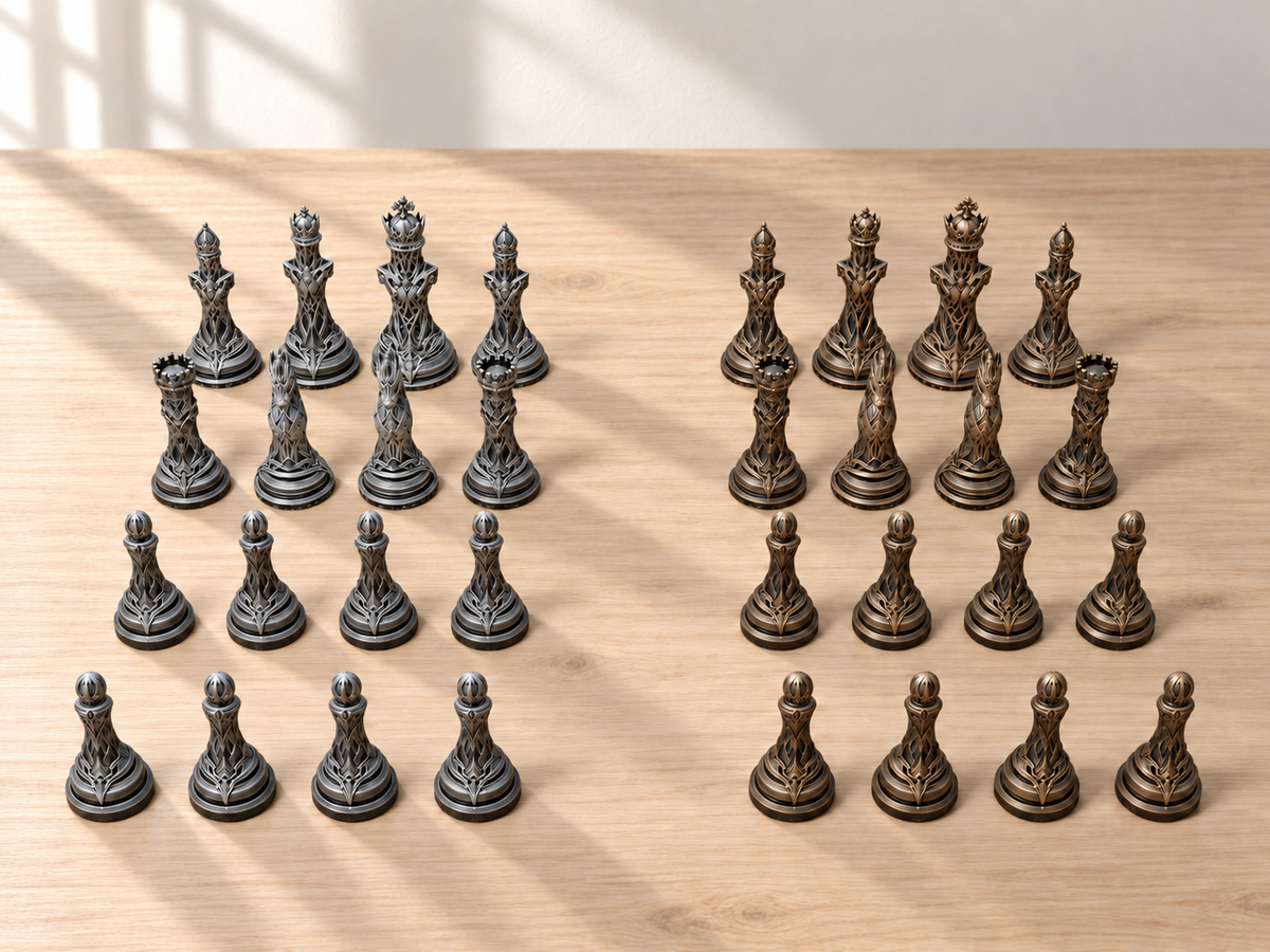 Umbral Crown Atelier – Schachfigurenset mit 32 Figuren – Ansicht 3