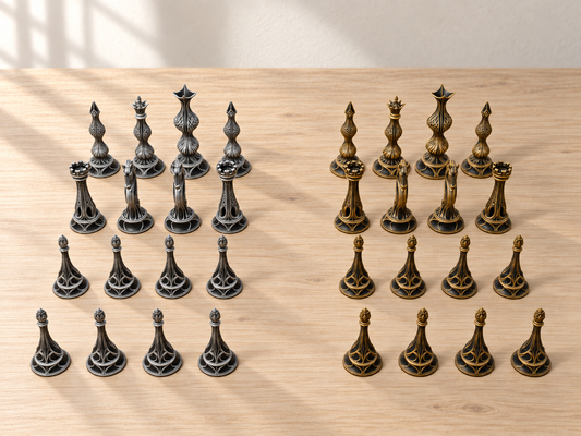 Nightgold Atelier – Schachfigurenset mit 32 Figuren – Ansicht 1