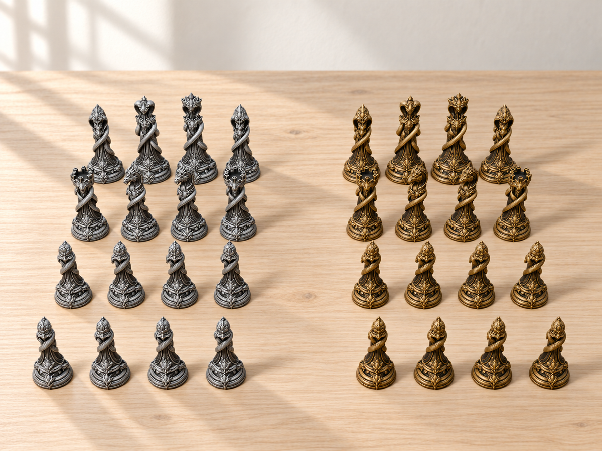 Serpents Kings – Schachfigurenset mit 32 Figuren – Ansicht 1