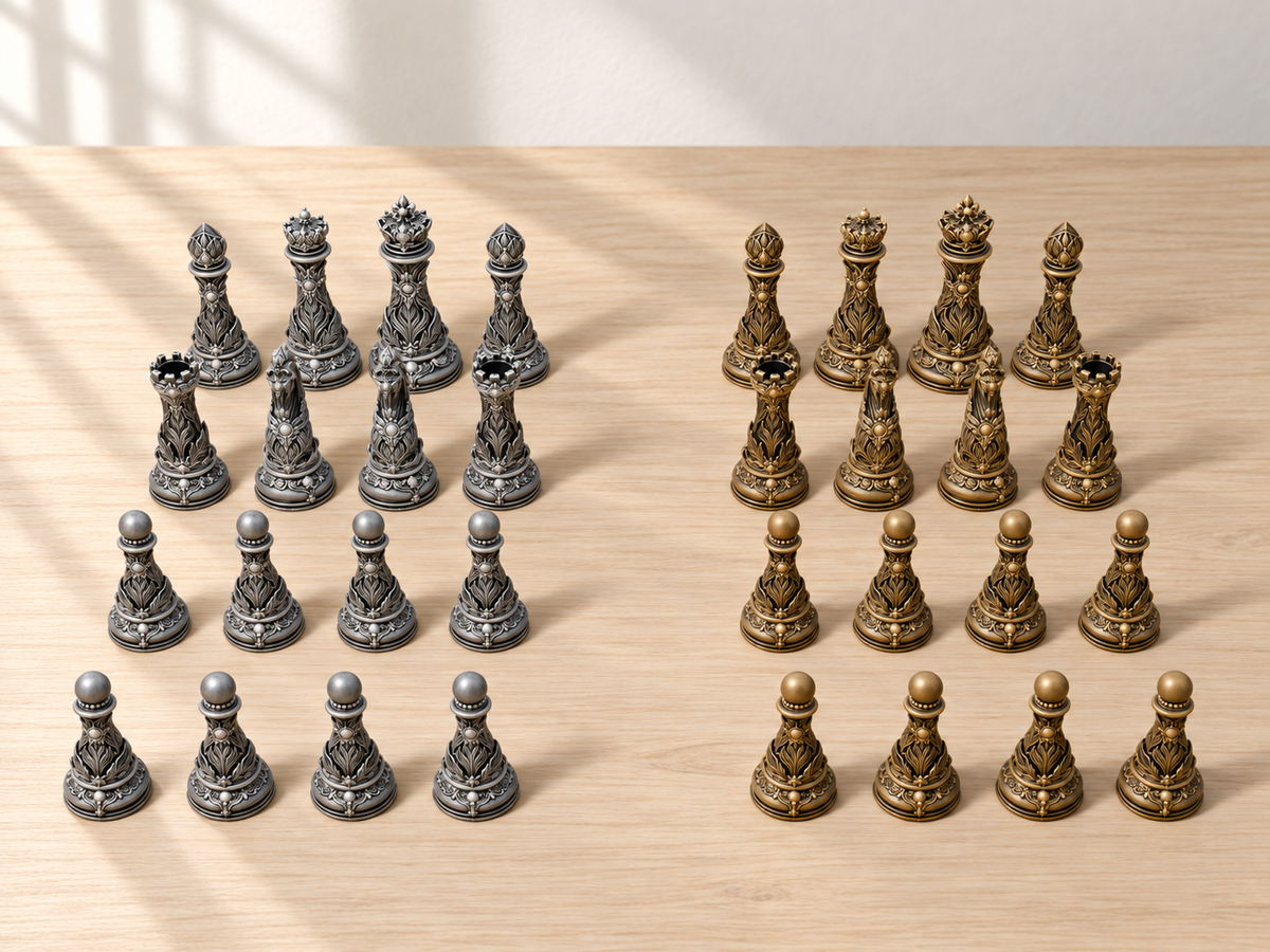 Emerald Regalia – Schachfigurenset mit 32 Figuren – Ansicht 1