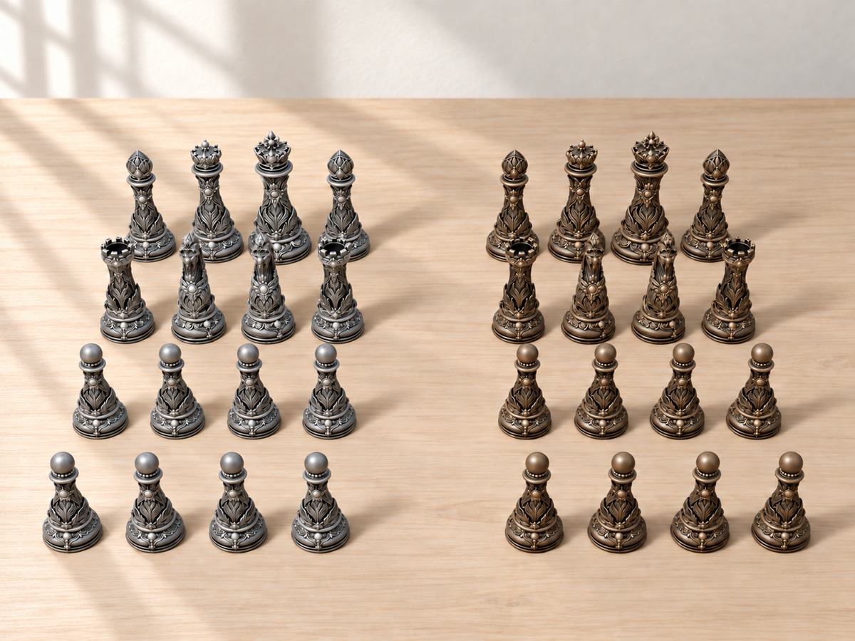 Emerald Regalia – Schachfigurenset mit 32 Figuren – Ansicht 3