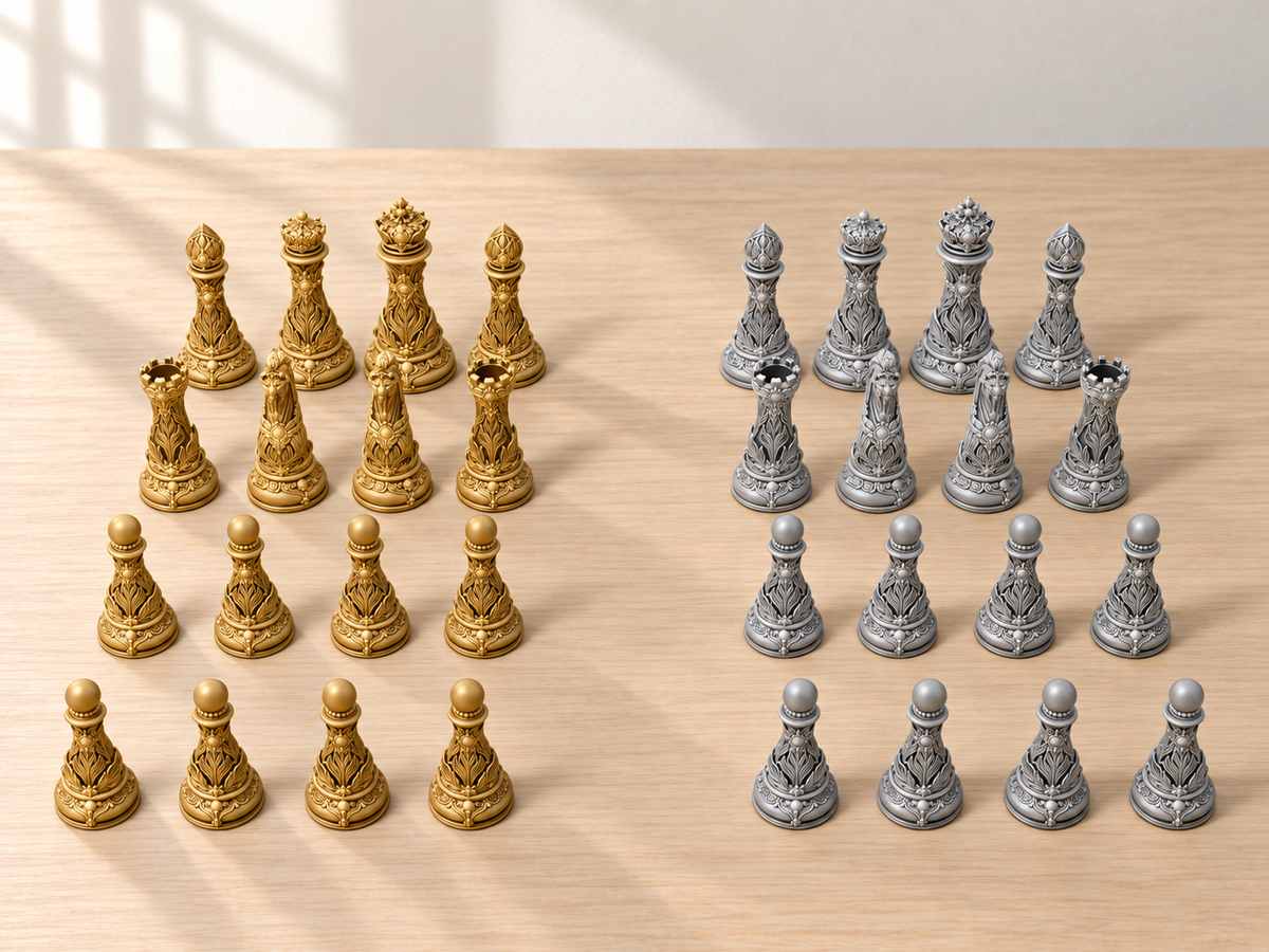 Emerald Regalia – Schachfigurenset mit 32 Figuren – Ansicht 4