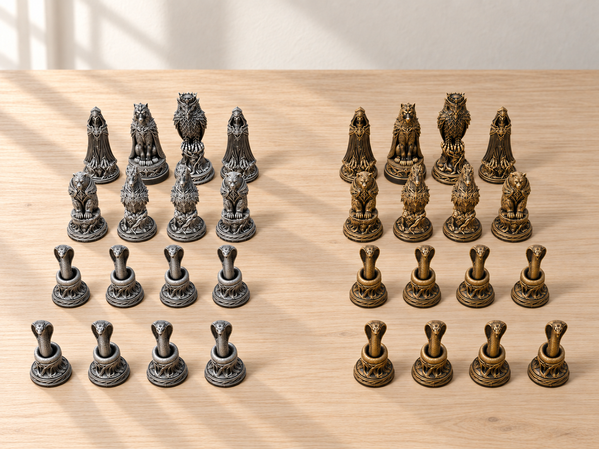 Deepwood – Schachfigurenset mit 32 Figuren – Ansicht 1