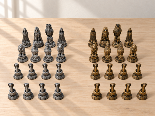 Deepwood – Schachfigurenset mit 32 Figuren – Ansicht 1