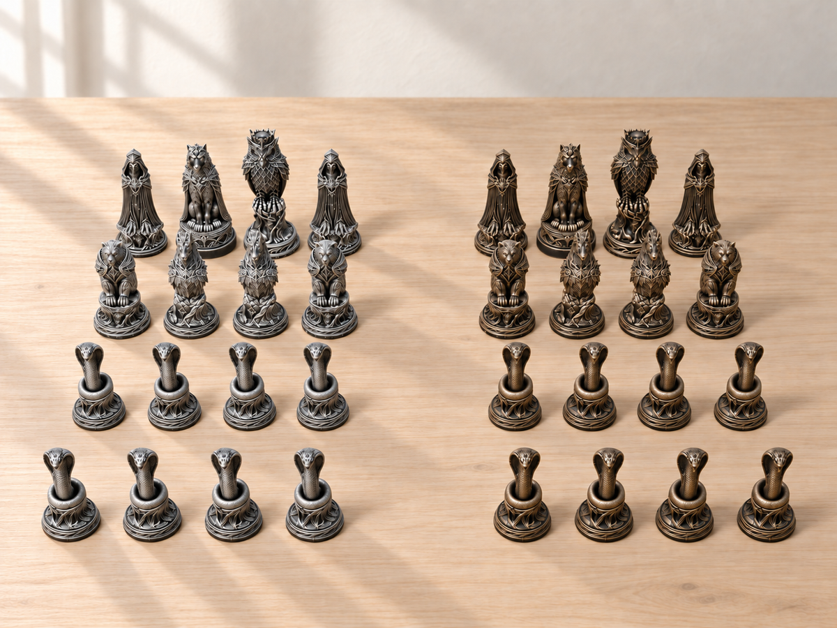 Deepwood – Schachfigurenset mit 32 Figuren – Ansicht 3