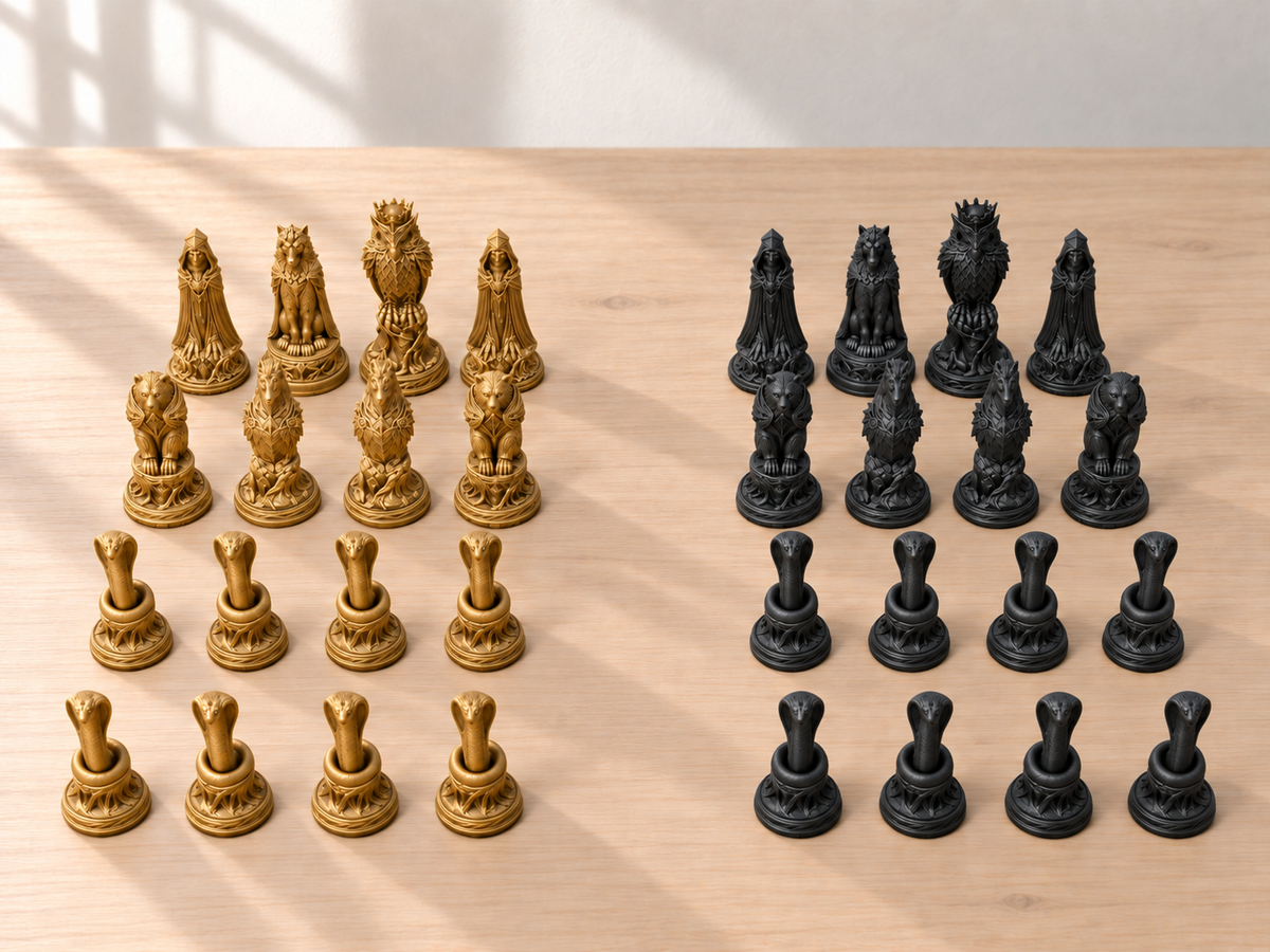 Deepwood – Schachfigurenset mit 32 Figuren – Ansicht 5