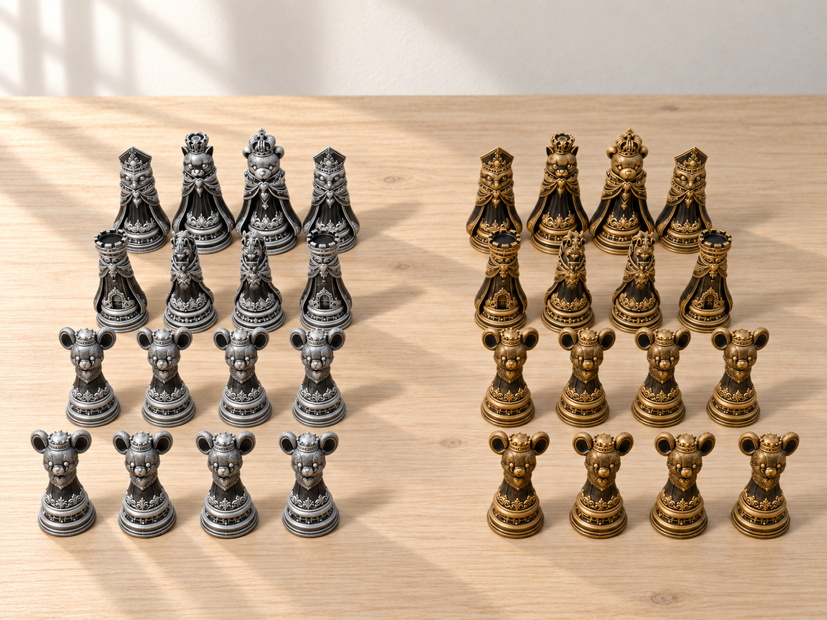 Plush Royale – Schachfigurenset mit 32 Figuren – Ansicht 1
