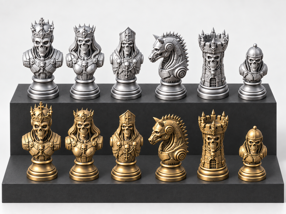 Dominion of Bone & Steel – Schachfigurenset mit 32 Figuren – Ansicht 1