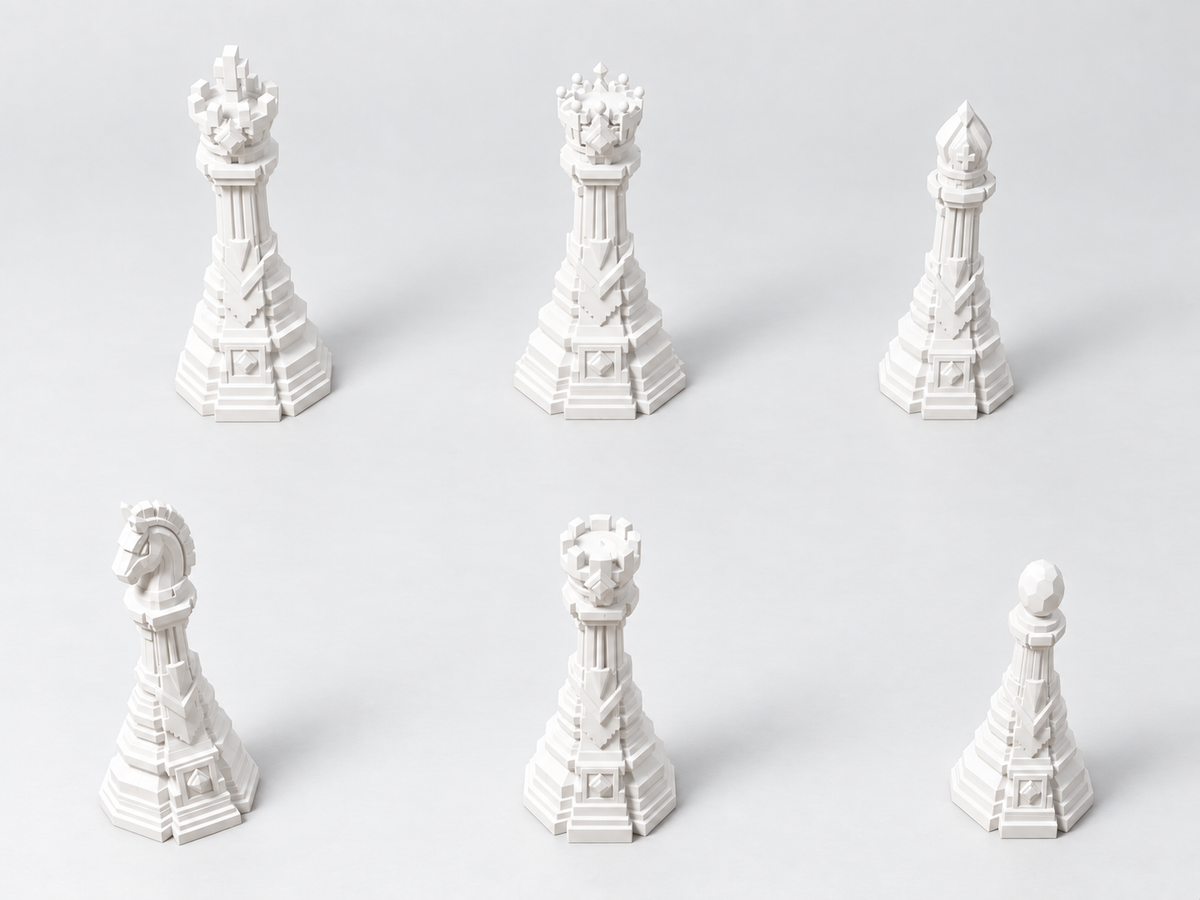 The Gilded Monolith Sovereignty – 32 Schachfiguren – Ansicht 2