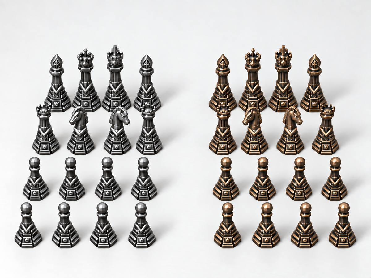 The Gilded Monolith Sovereignty – 32 Schachfiguren – Ansicht 3