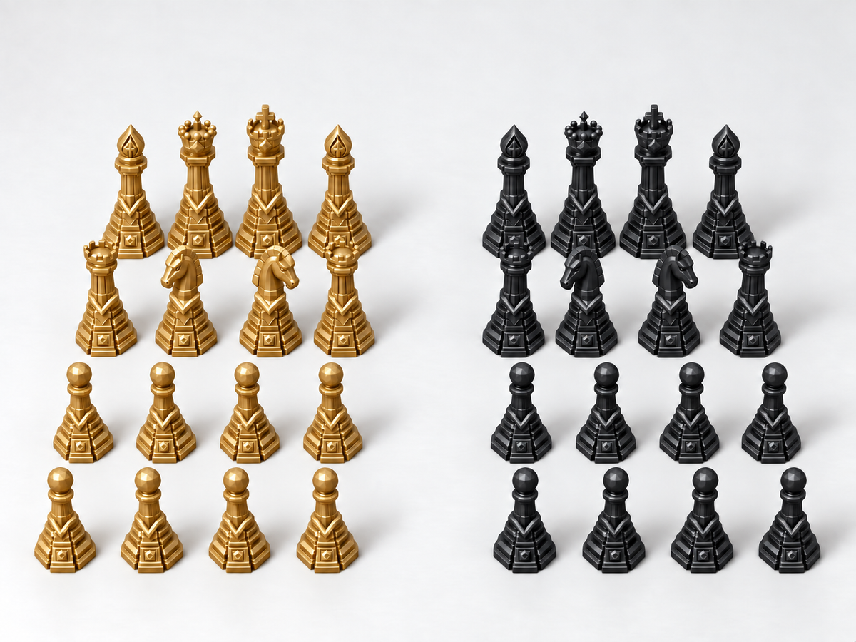 The Gilded Monolith Sovereignty – 32 Schachfiguren – Ansicht 5