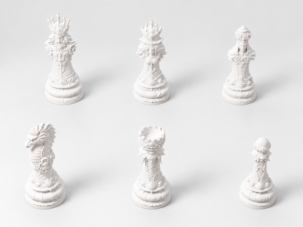 Deepwater Dynasty – Schachfigurenset mit 32 Figuren – Ansicht 2