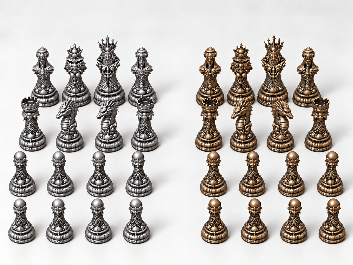 Deepwater Dynasty – Schachfigurenset mit 32 Figuren – Ansicht 3