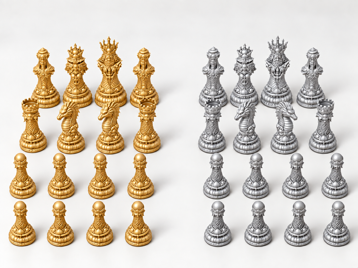 Deepwater Dynasty – Schachfigurenset mit 32 Figuren – Ansicht 4