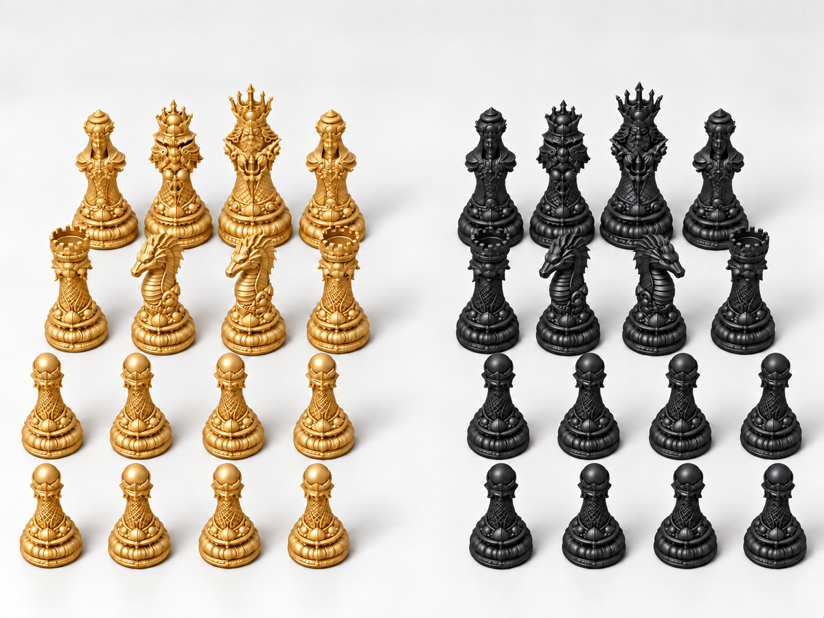 Deepwater Dynasty – Schachfigurenset mit 32 Figuren – Ansicht 5