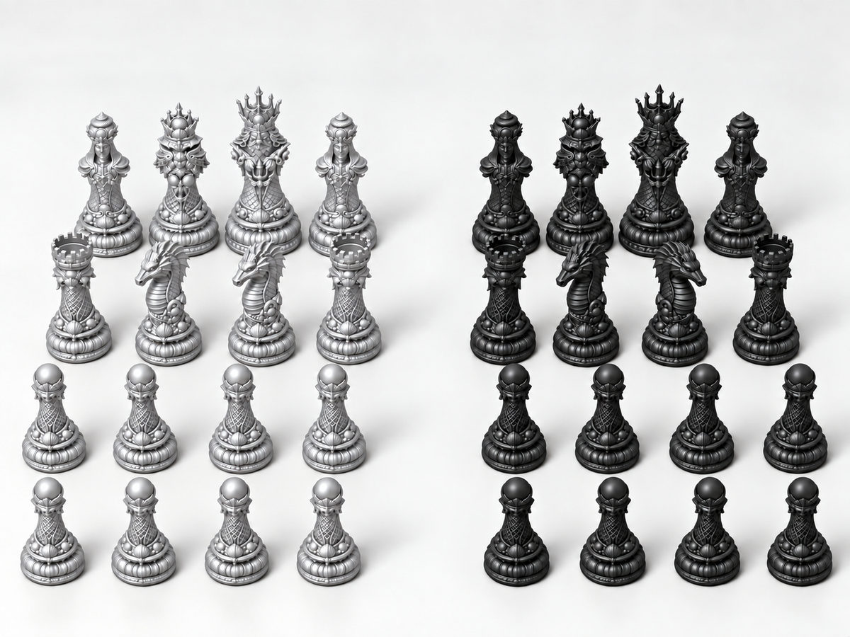 Deepwater Dynasty – Schachfigurenset mit 32 Figuren – Ansicht 8