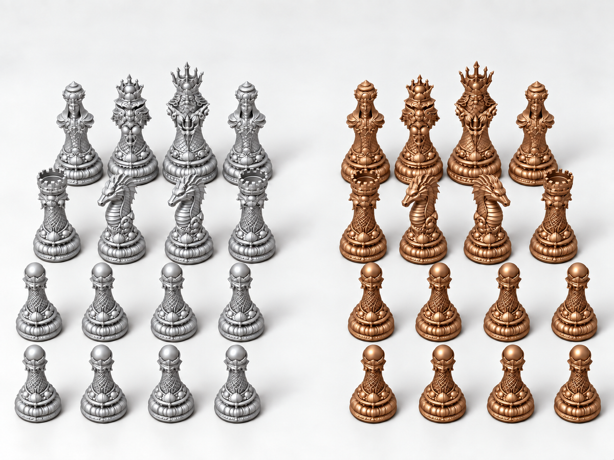 Deepwater Dynasty – Schachfigurenset mit 32 Figuren – Ansicht 10