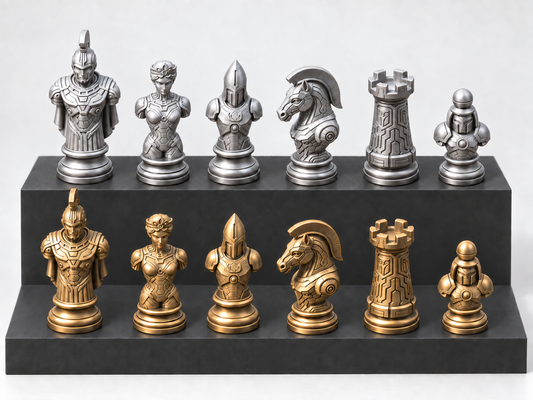 Mythos Mechanica – Schachfigurenset mit 32 Figuren – Ansicht 1