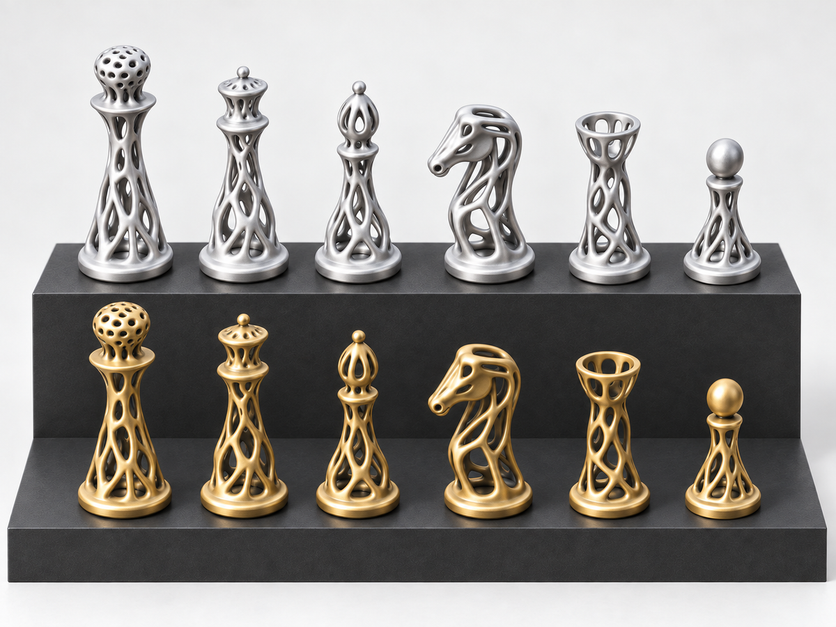 Voronoi – Schachfigurenset mit 32 Figuren – Ansicht 1