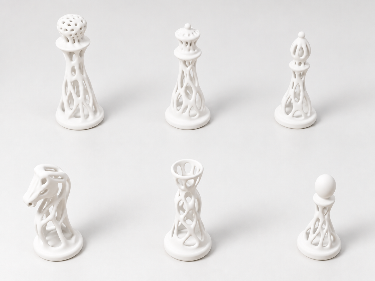 Voronoi – Schachfigurenset mit 32 Figuren – Ansicht 2