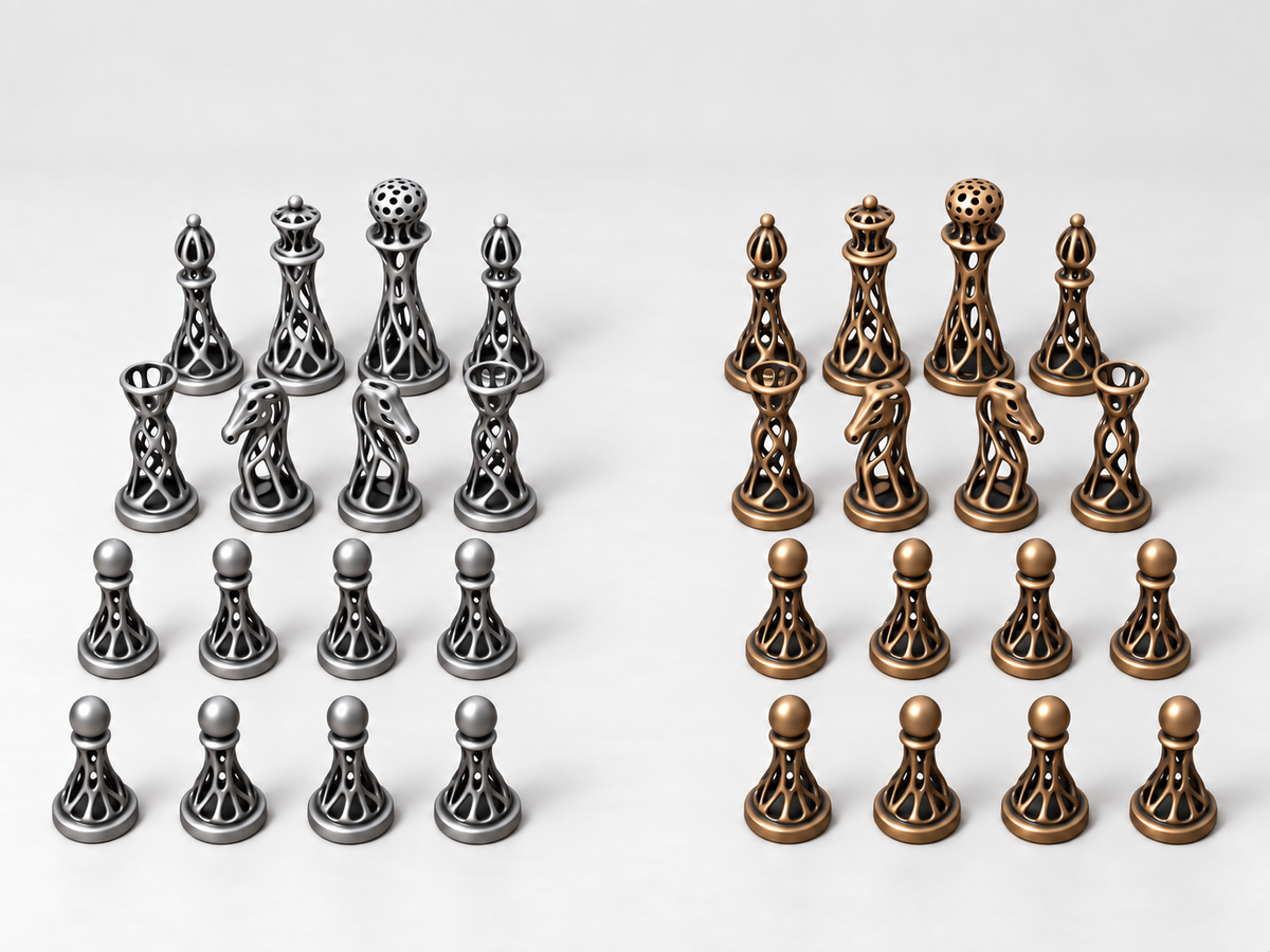 Voronoi – Schachfigurenset mit 32 Figuren – Ansicht 3