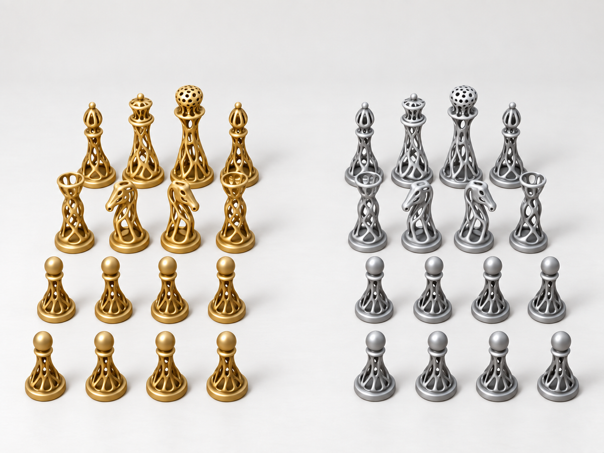 Voronoi – Schachfigurenset mit 32 Figuren – Ansicht 4