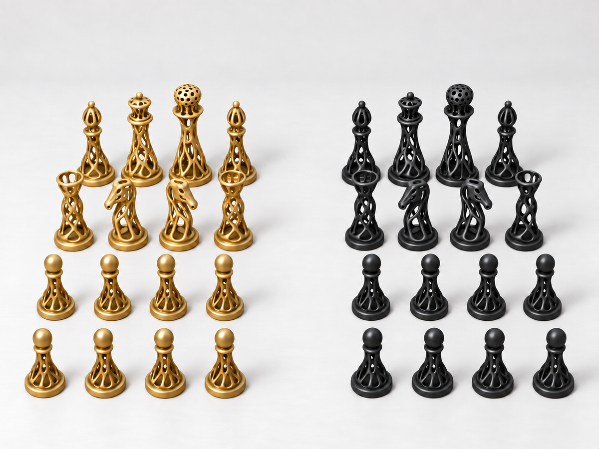Voronoi – Schachfigurenset mit 32 Figuren – Ansicht 5