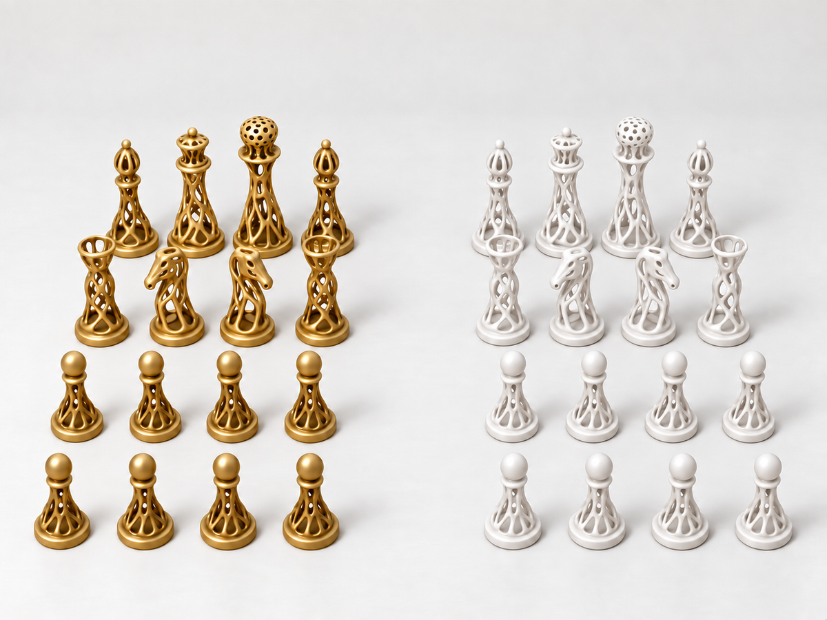 Voronoi – Schachfigurenset mit 32 Figuren – Ansicht 6