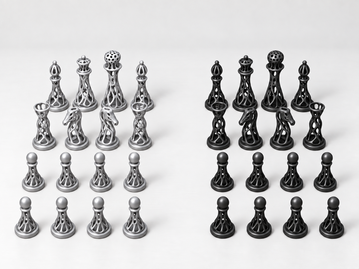 Voronoi – Schachfigurenset mit 32 Figuren – Ansicht 8
