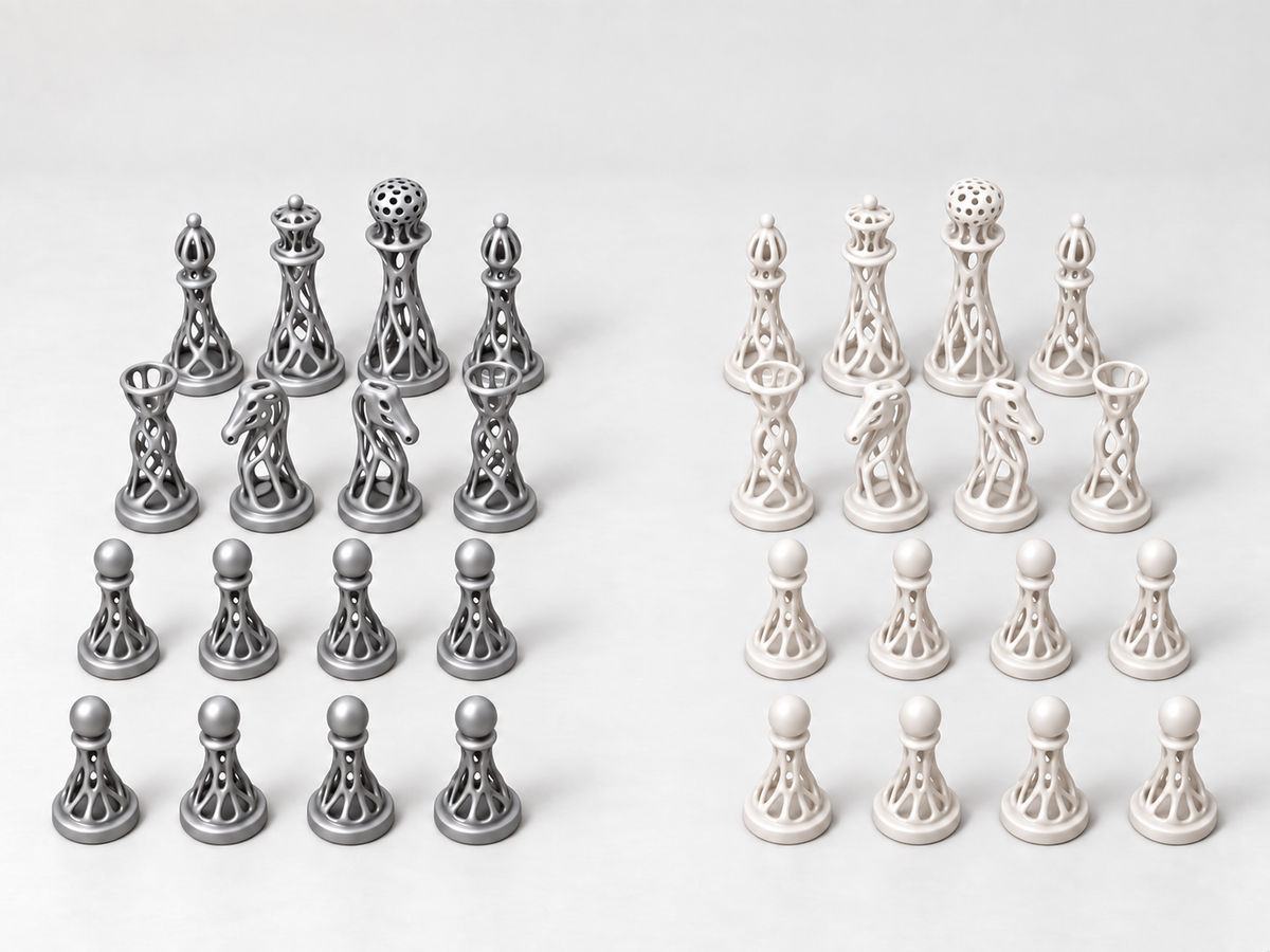 Voronoi – Schachfigurenset mit 32 Figuren – Ansicht 9