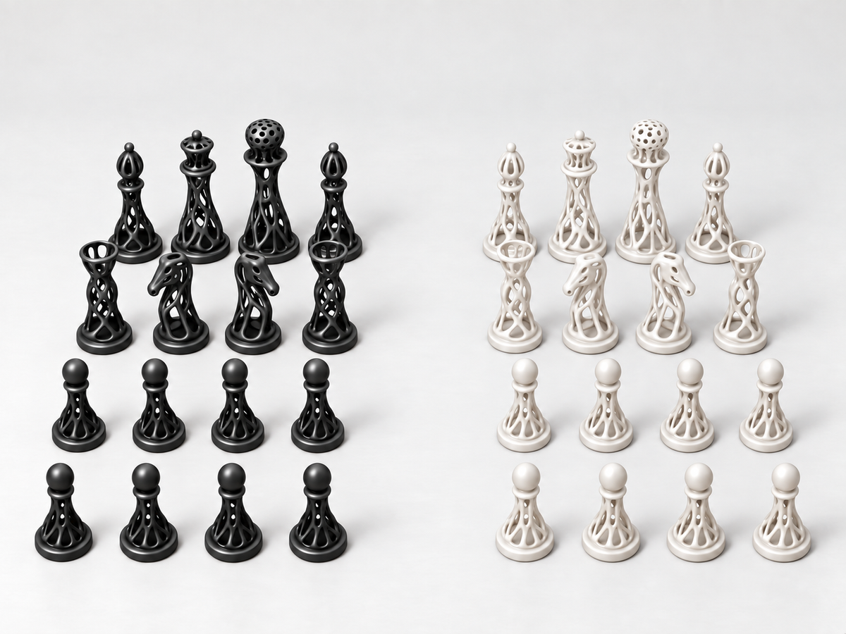 Voronoi – Schachfigurenset mit 32 Figuren – Ansicht 11
