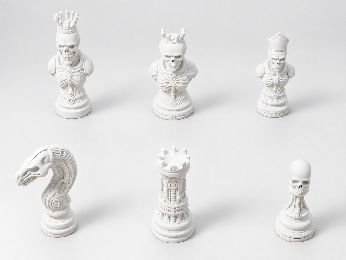 SkullSet – Schachfigurenset mit 32 Figuren – Ansicht 2