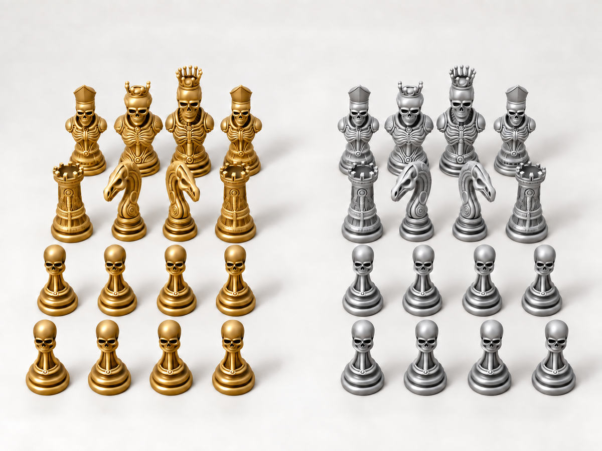 SkullSet – Schachfigurenset mit 32 Figuren – Ansicht 4