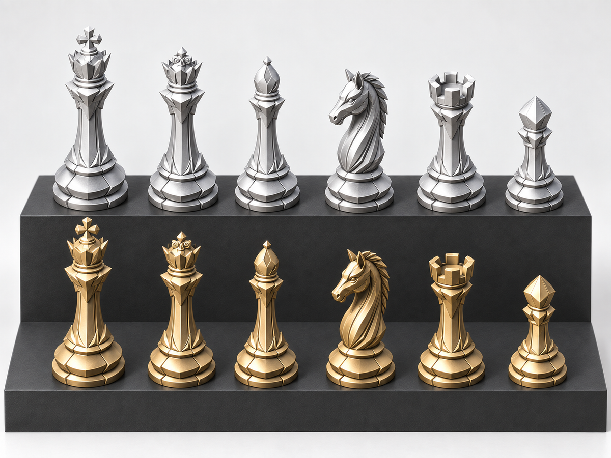 Carbon Ascendancy – Schachfigurenset mit 32 Figuren – Ansicht 1