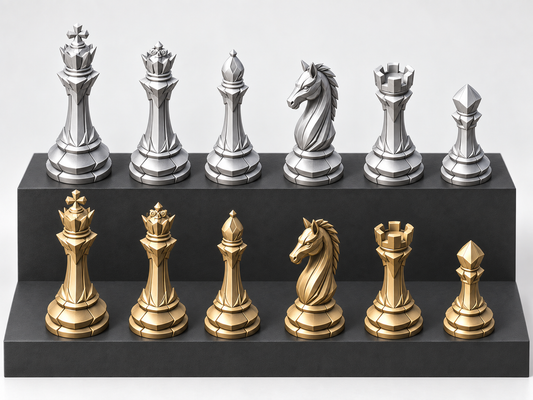 Carbon Ascendancy – Schachfigurenset mit 32 Figuren – Ansicht 1