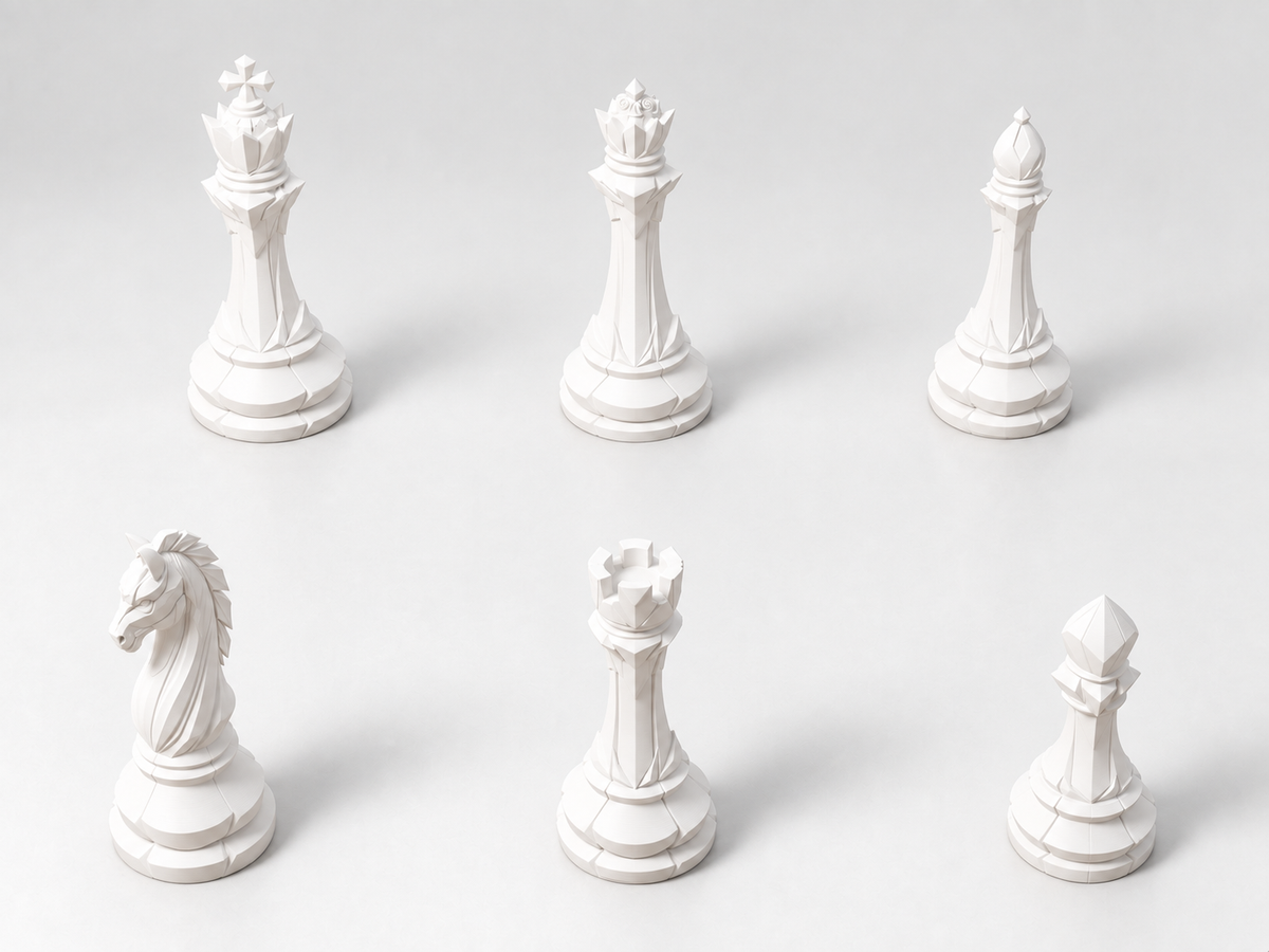 Carbon Ascendancy – Schachfigurenset mit 32 Figuren – Ansicht 2