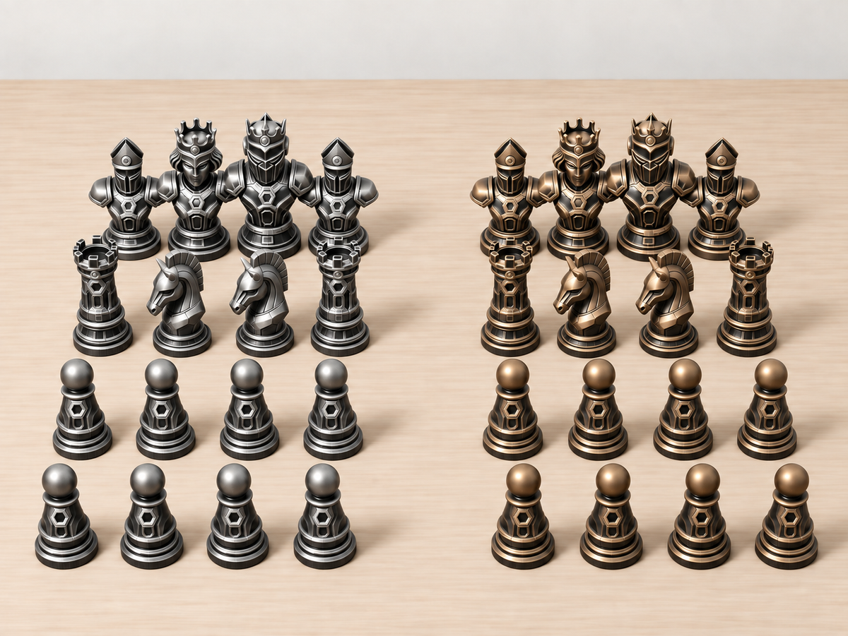 Titan – Futuristisches Roboter-Schachfigurenset mit 32 Figuren – Ansicht 3