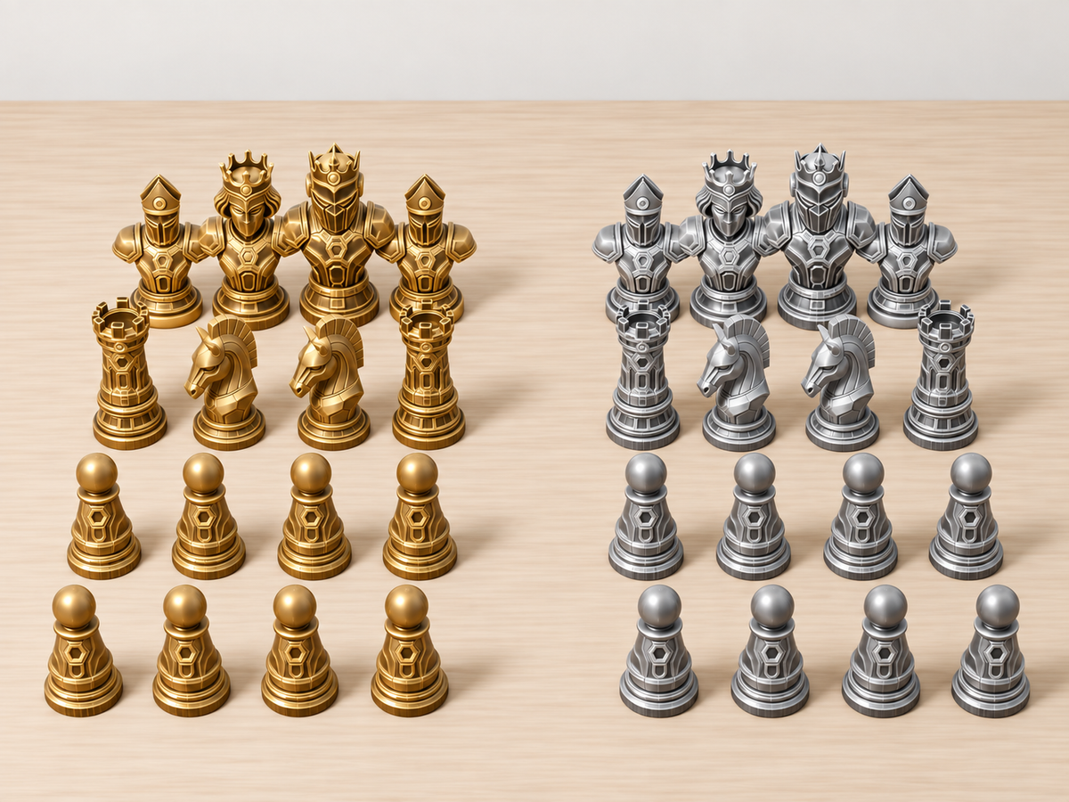Titan – Futuristisches Roboter-Schachfigurenset mit 32 Figuren – Ansicht 4